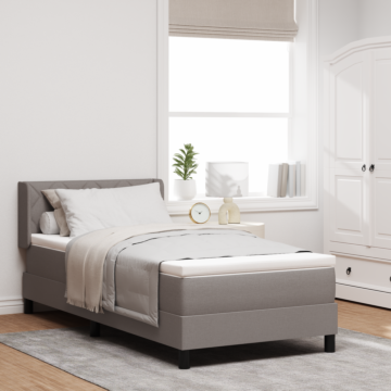 Vidaxl Box Spring Bed With Mattress Taupe 90x200 Cm Fabric, Vidaxl Headboard Diamond Blocks Design Taupe 90 Cm Fabric