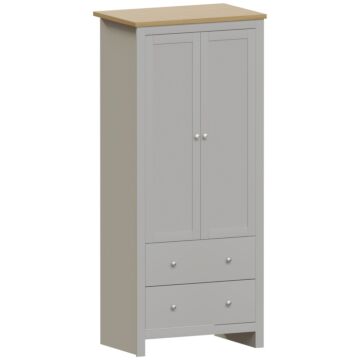 Vida Designs Arlington 2 Door 2 Drawer Wardrobe, Grey