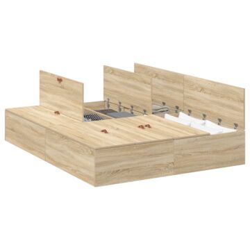 Vidaxl Bed Frame Sonoma Oak Engineered Wood Double Durable