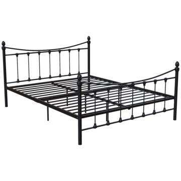 Vida Designs Paris King Size Metal Bed, Black