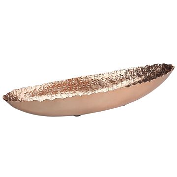 Trinket Dish Copper Metal Jewellery Ring Holder Tray Leaf Shape Motif Home Decor Beliani