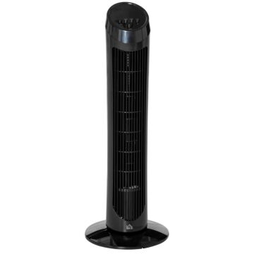Homcom 30" Oscillating Tower Fan 3 Speed Mode Ultra Slim Indoor Air Refresher Cooling Machine Noise Reduction - Black