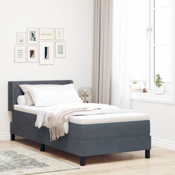 Vidaxl Box Spring Bed With Mattress Dark Grey 90x200 Cm Velvet