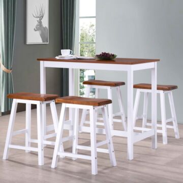 Vidaxl Bar Table And Stool Set 5 Pieces Solid Wood