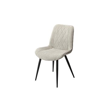 Aspen Diamond Stitch Lt Grey Cord Fabric Dining Chair, Black Tapered Legs (pair)