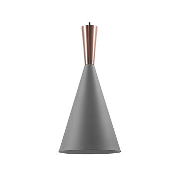 Hanging Light Pendant Lamp Grey Shade Geometric Cone Modern Minimalistic Design Beliani