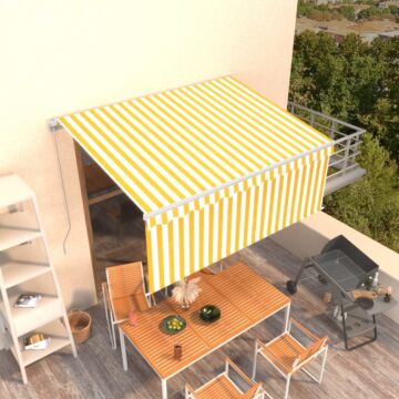 Vidaxl Manual Retractable Awning With Blind 3.5x2.5m Yellow&white