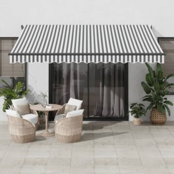 Vidaxl Manual Retractable Awning Anthracite And White 400x300 Cm