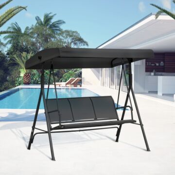 Outsunny Three-seater Garden Swing Chair, With Canopy - Black