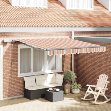 Vidaxl Manual Retractable Awning With Led Multicolour Stripe 350x250 Cm