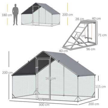Pawhut Walk In Chicken Run With Chicken Activity Shelf And Cover, 3 X 2 X 2m