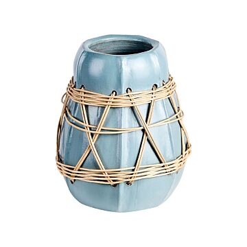 Decorative Vase White Terracotta Stonewear Natural Style Home Decor For Dried Flowers Beliani