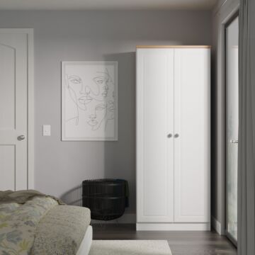 Norfolk Double Plain Wardrobe In White Ash & Bardolino Oak