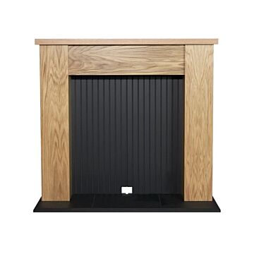 Adam New England Stove Fireplace In Oak & Black, 48 Inch