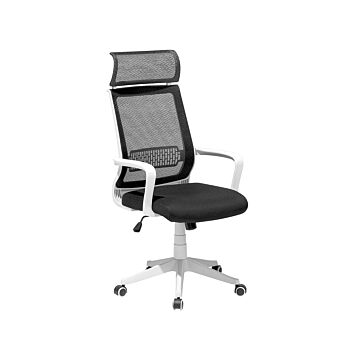 Office Desk Chair Black Mesh Back Swivel Gas Lift Adjustable Height With Castors Ergonomic Modern Beliani