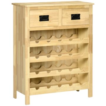 Homcom Liquor Cabinet Wine Storage Cabinet With 20-bottle Wine Racks 2 Drawers For Kitchen Dining Room Natural wood effect