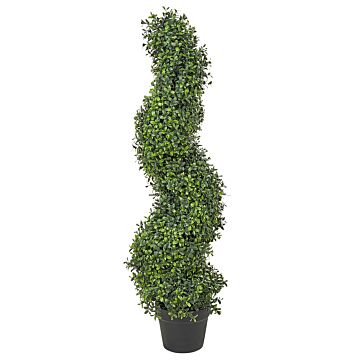 Artificial Potted Spiral Tree Green Plastic Leaves Material Metal Construction 98 Cm Decorative Indoor Outdoor Garden Accessory Beliani