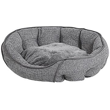 Pet Bed Grey Linen Round Dog Bed Or Cat Bed Living Room Bedroom Boho Style Scandinavian Style Beliani