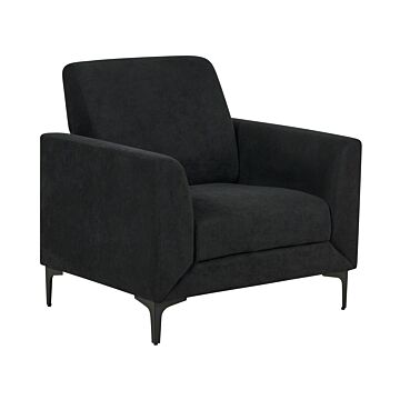 Armchair Black Fabric Upholstery Black Legs Thick Seating Cushion Retro Living Room Furniture Beliani