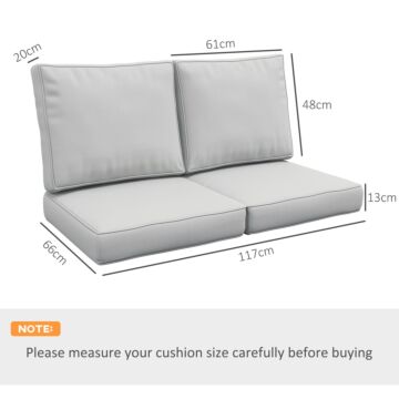 Outsunny 3-piece Back And Seat Cushion Pillows Replacement, Patio Chair Cushions Set For, Light Grey