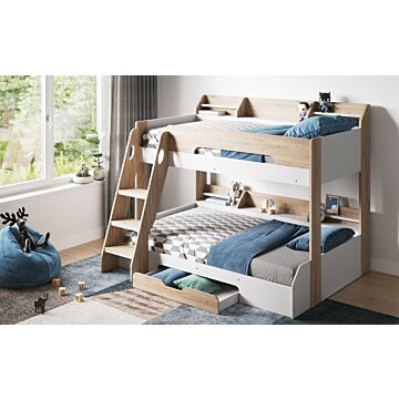 Flair Flick Triple Bunk Bed Oak With Storage