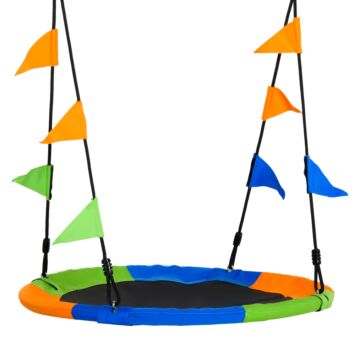Outsunny Saucer Tree Kids Swing Set With Adjustable Rope Waterproof Seat Steel Frame Backyard