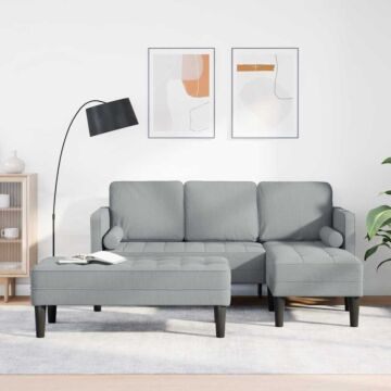 Vidaxl 2 Piece Sofa Set With Cushions Light Grey Fabric
