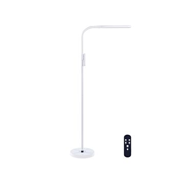 Floor Led Lamp White Synthetic Material 160 Cm Height Dimming Remote Control Modern Lighting Home Office Beliani