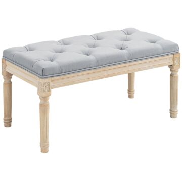 Homcom End Of Bed Bench Tufted Upholstered Bench, Light Grey