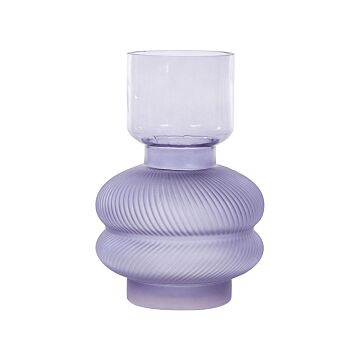 Flower Vase Purple Glass 24 Cm Decorative Tabletop Home Decoration Modern Design Beliani