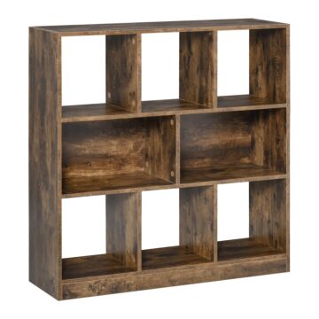 Homcom Storage Shelf 3-tier Bookcase Display Rack Home Organizer For Home Office, Living Room, Playroom, Rustic Brown