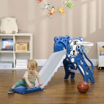 Aiyaplay 2 In 1 Baby Slide For Indoor Use With Basketball Hoop, Basketball, For Ages 18-36 Months - Blue