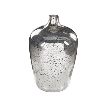 Flower Vase Silver Glass 40 Cm Handmade Home Decoration Antique Vintage Style Beliani