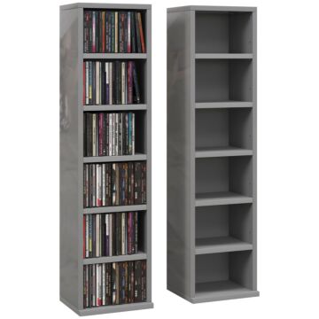 Homcom Set Of Two 102 Cd Storage Units - High Gloss Grey