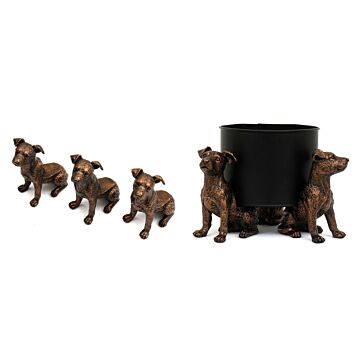 Set Of Three Bronze Dog Pot Risers