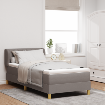 Vidaxl Box Spring Bed With Mattress Taupe 100x200 Cm Fabric