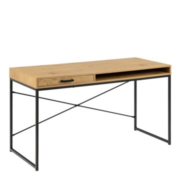 Seaford Office Desk With 1 Drawer In Black And Oak