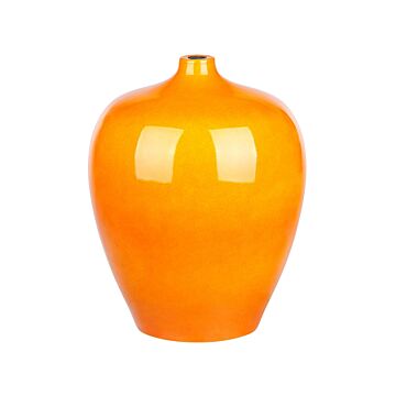 Decorative Vase 37 Cm Terracotta Modern Neon Oragne Living Room Bedroom Beliani