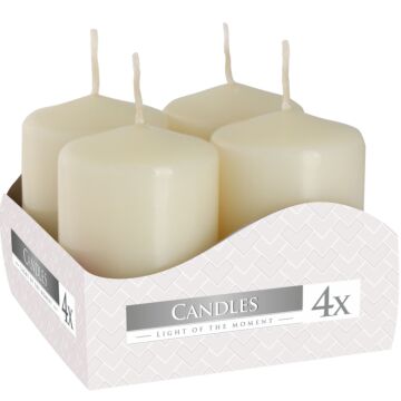 Set Of 4 Pillar Candles 4x6cm - Ivory