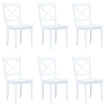 Vidaxl Dining Chairs 6 Pcs White Solid Rubber Wood
