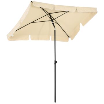 Outsunny Aluminium Sun Umbrella Parasol Patio Garden Rectangular Tilt 2m X 1.25m Beige