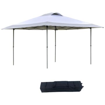 Outsunny 4 X 4m Pop-up Canopy Gazebo Tent With Roller Bag & Adjustable Legs Outdoor Party, Steel Frame, White