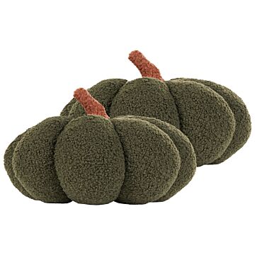 Set Of 2 Pumpkin Cushions Green Boucle ⌀ 28 Cm Throw Pillow Halloween Decor Stuffed Toy Beliani