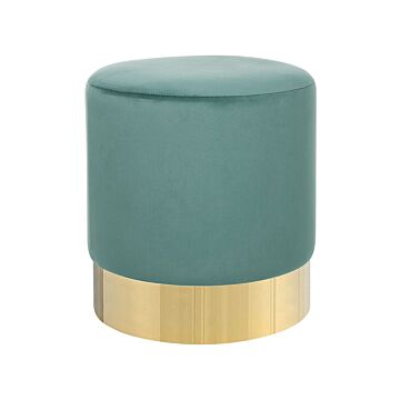 Footstool Green Velvet Round Dressing Pouffe Glam Stool With Gold Beliani