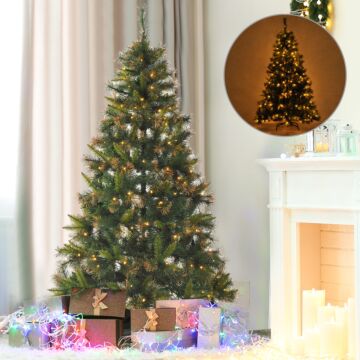 Homcom 1.5m Prelit Christmas Tree Artificial Tree, Metal Stand-green