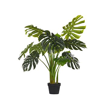 Artificial Potted Monstera Plant Green And Black Synthetic 113 Cm Material Decorative Indoor Accessory Beliani