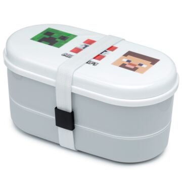 Bento Lunch Box With Fork & Spoon - Minecraft Faces