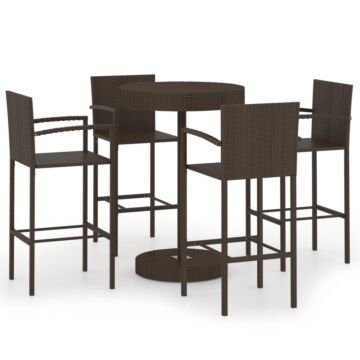 Vidaxl 5 Piece Garden Bar Set Poly Rattan Brown