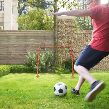 Homcom Adjustable Rebounder Net Kickback Target Goal For Teens Adults Training, Red