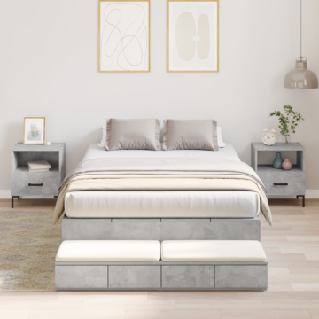 Vidaxl Storage Bed Frame Concrete Grey Engineered Wood 120 X 190 Cm